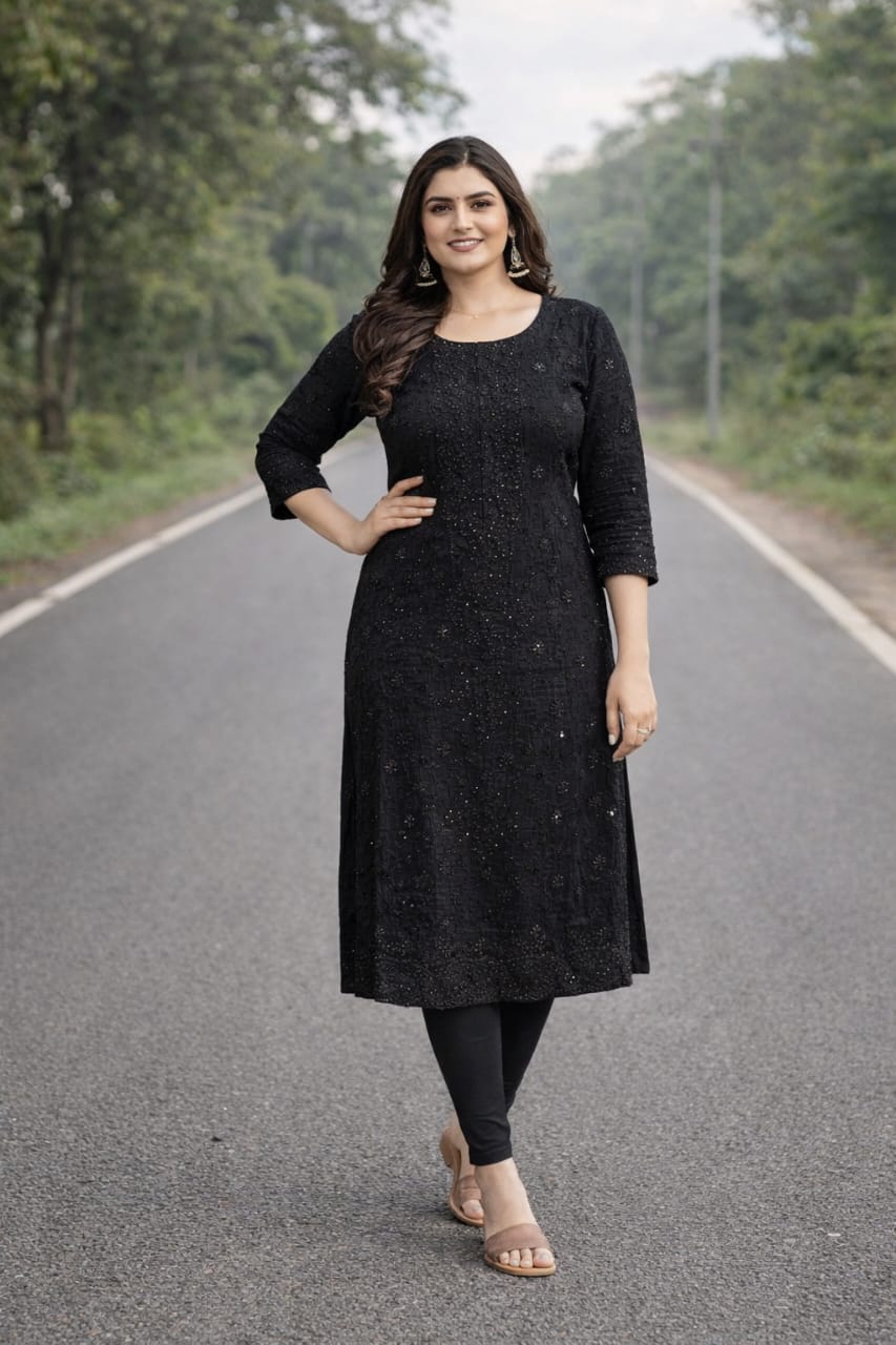 Cotton Blend Kurti Black Cotton Blend Kurti Black